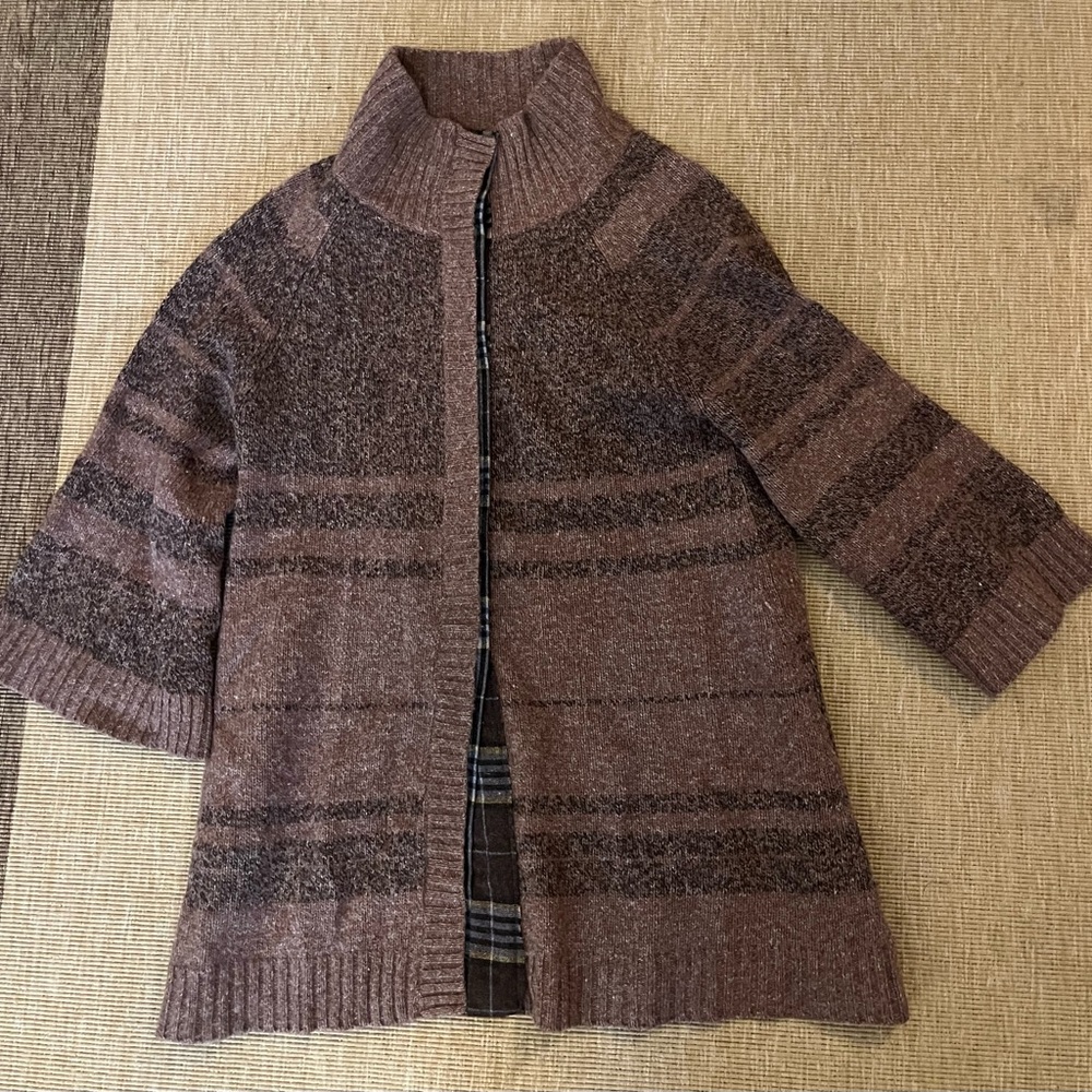 Free People Brown Striped Knit Cardigan